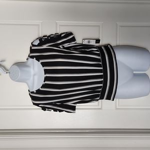 BCX Striped Top with Cutout Sleeves